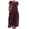 Women's Casual O-Neck Short Sleeve A-Line Ankle-Length Dress, Loose Office Spring/Summer Polyester