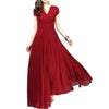 Chiffon Bohemian V-Neck Maxi Dress Short Sleeve Front Wrap Lace Detail Elastic Waist S-5XL