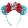 Disney Lilo & Stitch Mickey Mouse Ears Headband, Sequined 5-inch (12.7 cm) Bow Hairband for Women, Girls & Kids