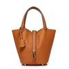 Genuine Soft Cowhide Bucket Bag – Small Leather Handbag (H 19 cm / 7.5 in) – Luxury Commuter Gift for Women