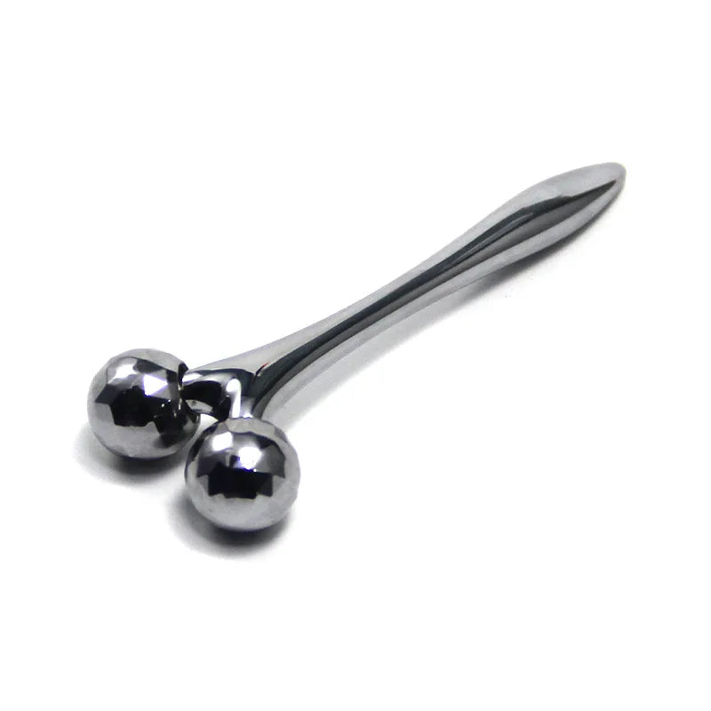 RUZOFO 3D V-Shape Facial Roller Massager — Portable Waterproof Face & Full-Body Lifting Roller, Electroplated Silver