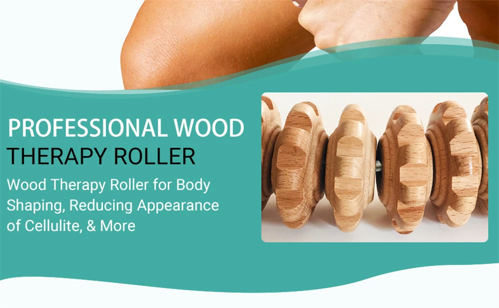 Curved Beech Wood Massage Roller – Anti-Cellulite Lymphatic Drainage & Deep Tissue Body Massager Stick