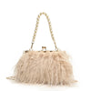 Luxury Faux Fur Evening Bag for Women Fluffy Plush Shell Clutch Shoulder Crossbody