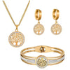 4-Piece Stainless Steel Tree of Life Jewelry Set — Hollow Pendant Necklace, Bracelet & Earrings for Women