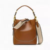 Korean Style Brown Drawstring Bucket Bag - Portable Crossbody Shoulder Bag