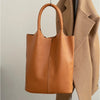 Large Genuine Cowhide Leather Tote Bag - Soft Women's Commuter Shoulder Bucket Handbag