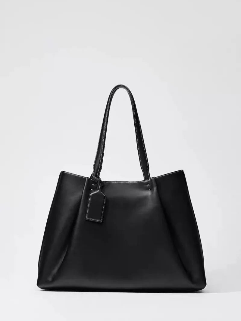 Large Ruched PU Leather Shoulder & Crossbody Bag - Bucket Tote Clutch (32 x 45 x 17 cm / 12.6 x 17.7 x 6.7 in)