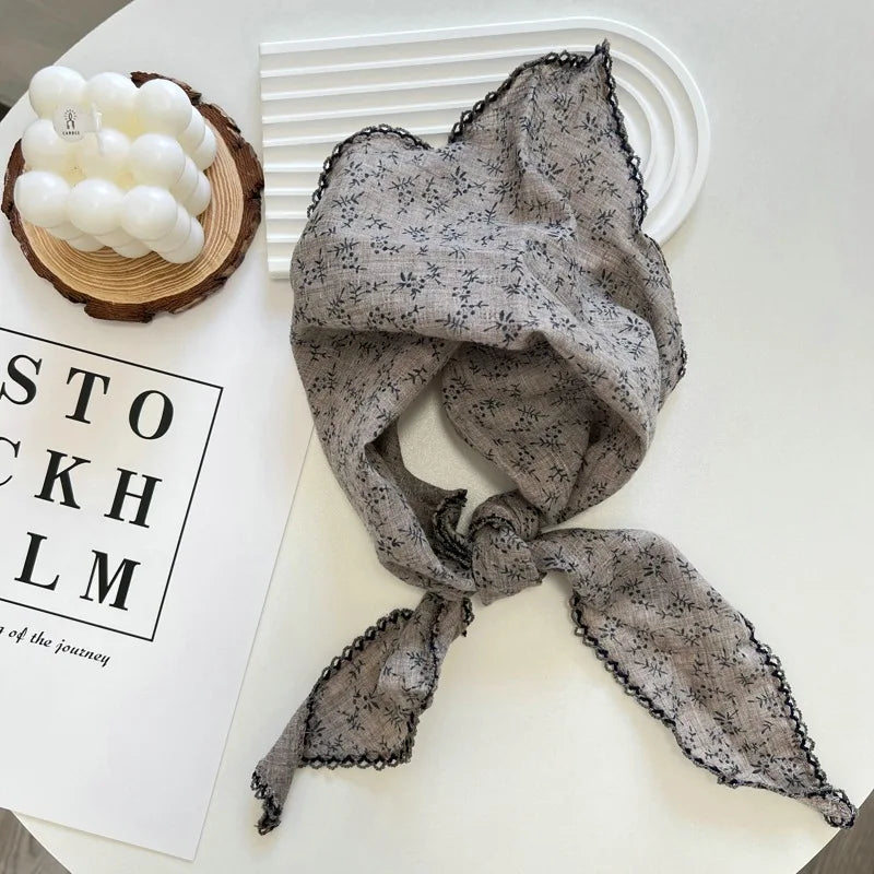 Floral Triangle Scarf for Women - Versatile Neck Shawl, Head Wrap & Bandana, 31.5–39.4 in (80–100 cm), Polyester