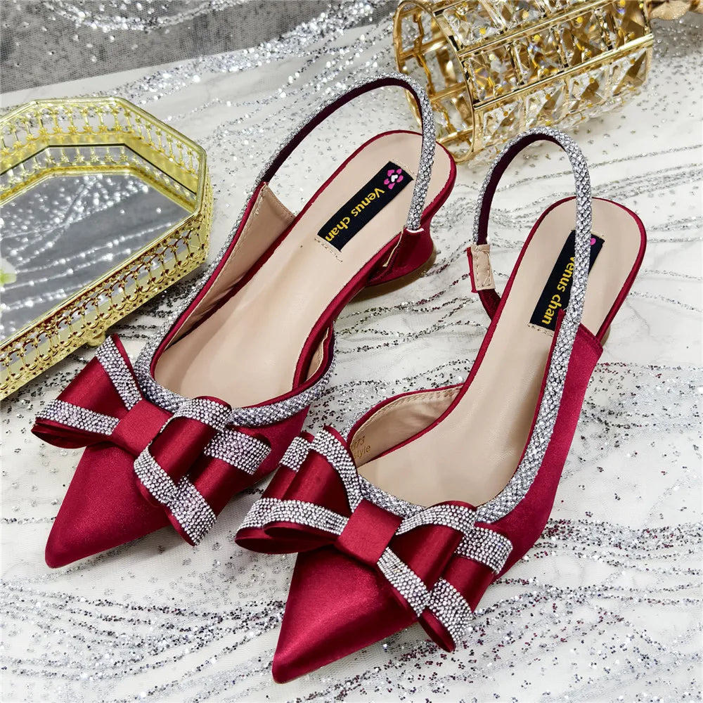 Elegant African-Inspired High Heel Chain Slingback Sandals for Women – Party & Wedding Pumps