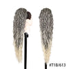 Long Ombre Blonde Synthetic Clip-In Braided Wavy Ponytail Hairpiece — Black to Brown Hair Extension