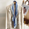 Women's Silk-Feel Printed Long Narrow Scarf 12 x 148 cm (4.7 x 58.3 in) - 50+ Colors | Headband & Shawl