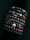 10-Pack Khaki & Black Woven Leather Wrap Bracelets - Handmade Adjustable Unisex