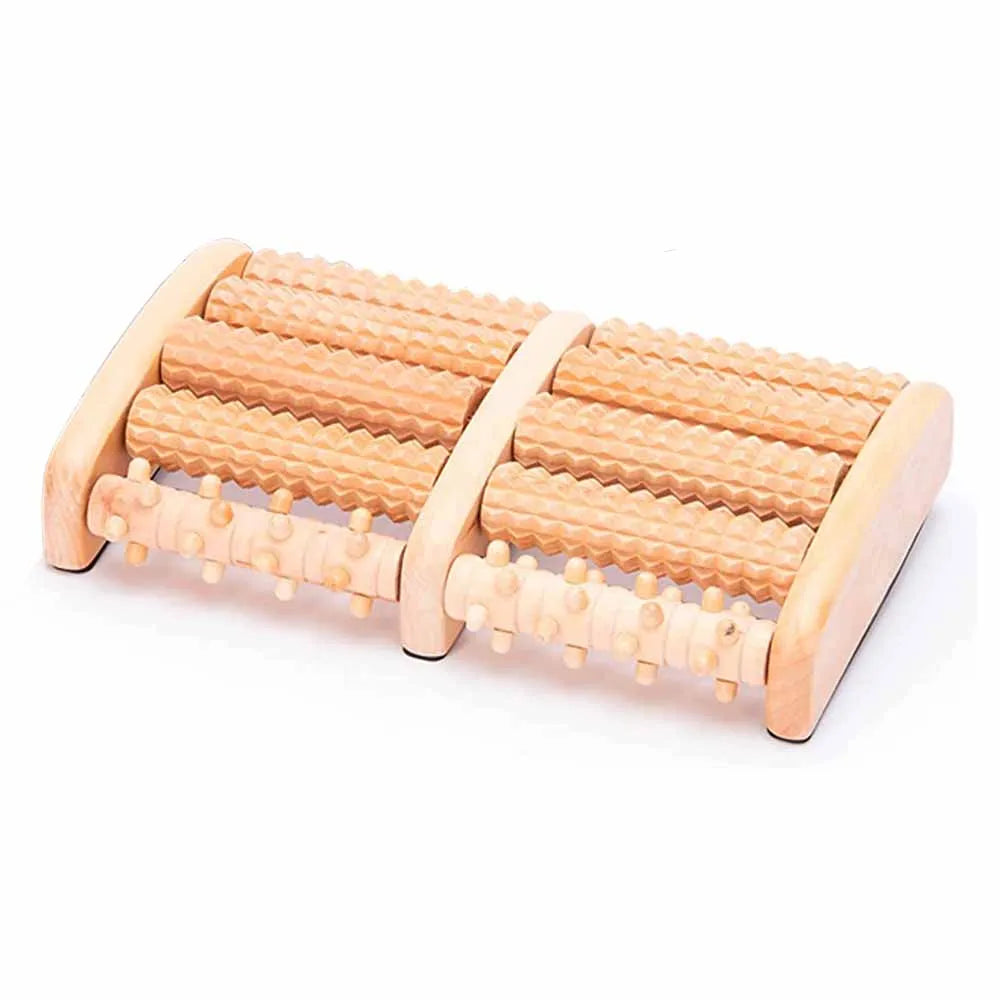 Colorful Wooden Foot Massager Roller - Reflexology Foot Roller for Stress & Pain Relief