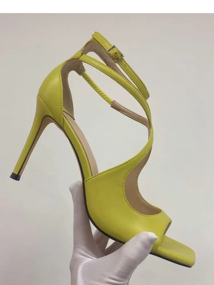 Women's Summer High Heel Open-Toe Sandals – Thin Heels Party Dance Shoes, EU 34–48 (8cm+ Heel)