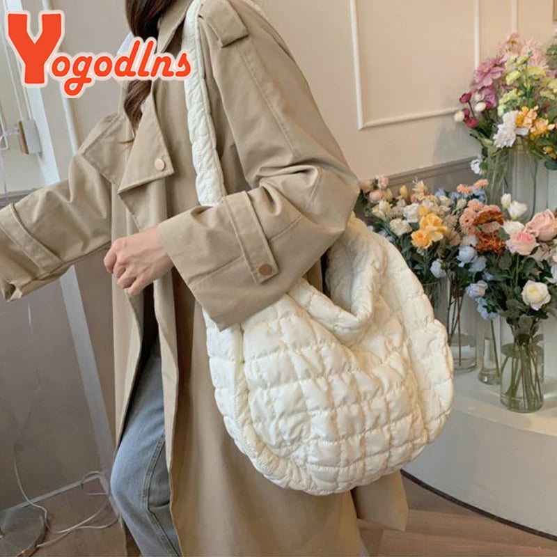 Quilted Padded Cloud Crossbody Bag for Women – Pleated Bubble Shoulder Tote & Bucket Handbag