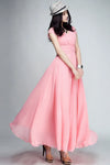 Women’s Boho Deep V-Neck Maxi Dress - Short Sleeve Beach & Party A-Line Chiffon