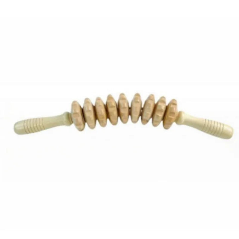 Wooden Curved Fascia Massage Roller - Cellulite Reduction & Muscle Tension Relief for Legs & Body