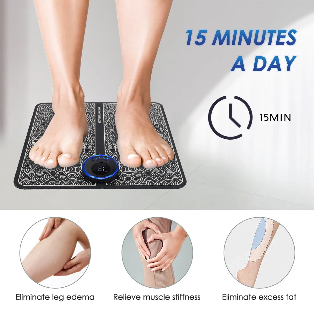 EMS Foot Massager Pad Electric Pulse Sole Massager for Sore Feet & Leg Cramps Improve Blood Circulation