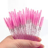 5/25/50-Pack Pink Disposable Eyelash Brushes Crystal Handle Spoolies for Extensions & Mascara