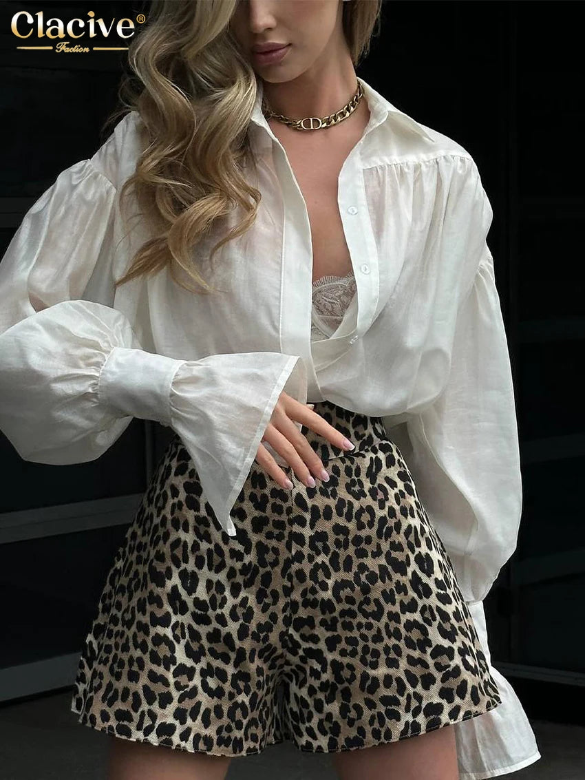 Clacive Women's Loose Pink Lapel Blouse Long Sleeve Office Shirt Casual Solid Top