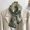 Women's Silk-Feel Printed Long Narrow Scarf 12 x 148 cm (4.7 x 58.3 in) - 50+ Colors | Headband & Shawl