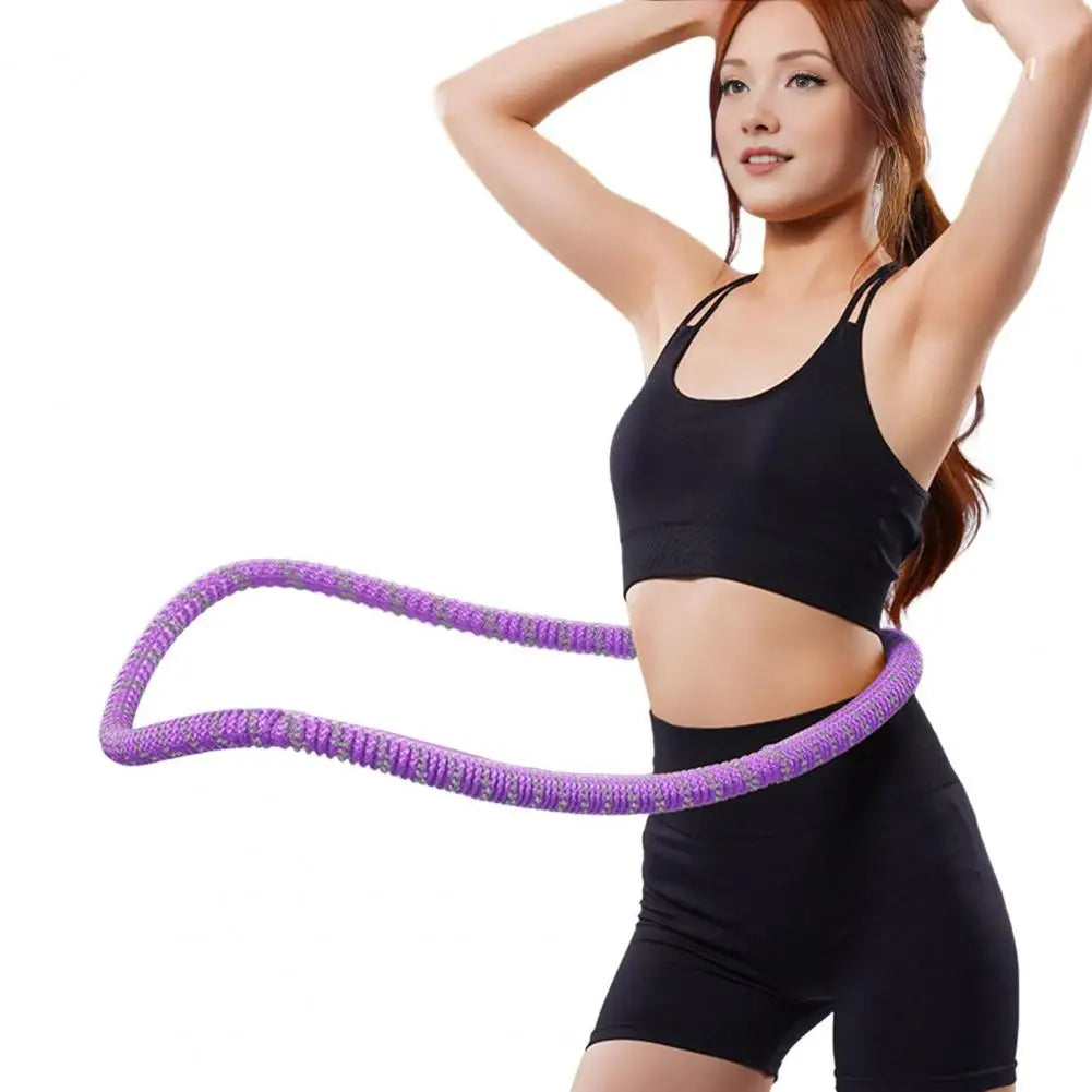 Soft Spring Fitness Hoop for Adults – 200 cm (78.7 in) Polyester-Covered Lightweight Portable Hula Hoop, Silent Waist & Core Trainer