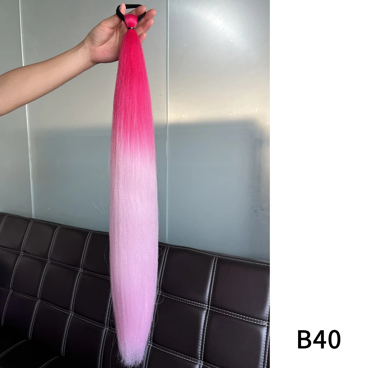 Purple Synthetic Ponytail Extension with Elastic Band – Long Straight Yaki Hairpiece for Braids & DIY Styles