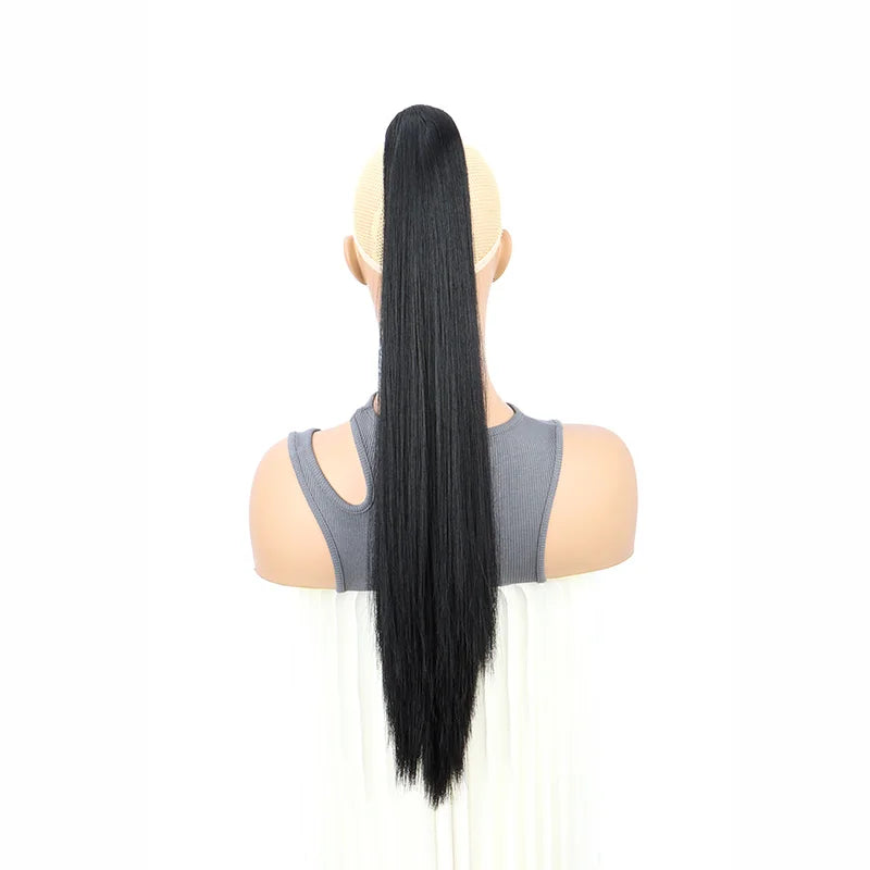 24-Inch (61 cm) Clip-In Straight Ponytail Hair Extension, Heat-Resistant Synthetic Claw Clip for Women, Blonde/Black