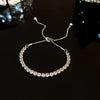 Adjustable 18K Gold-Plated Bracelet with Square Zircon and Rhinestones, Heart Chain for Women