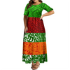 Women's Summer Puffed Sleeve Ankle-Length Printed Loose Casual Party Dress