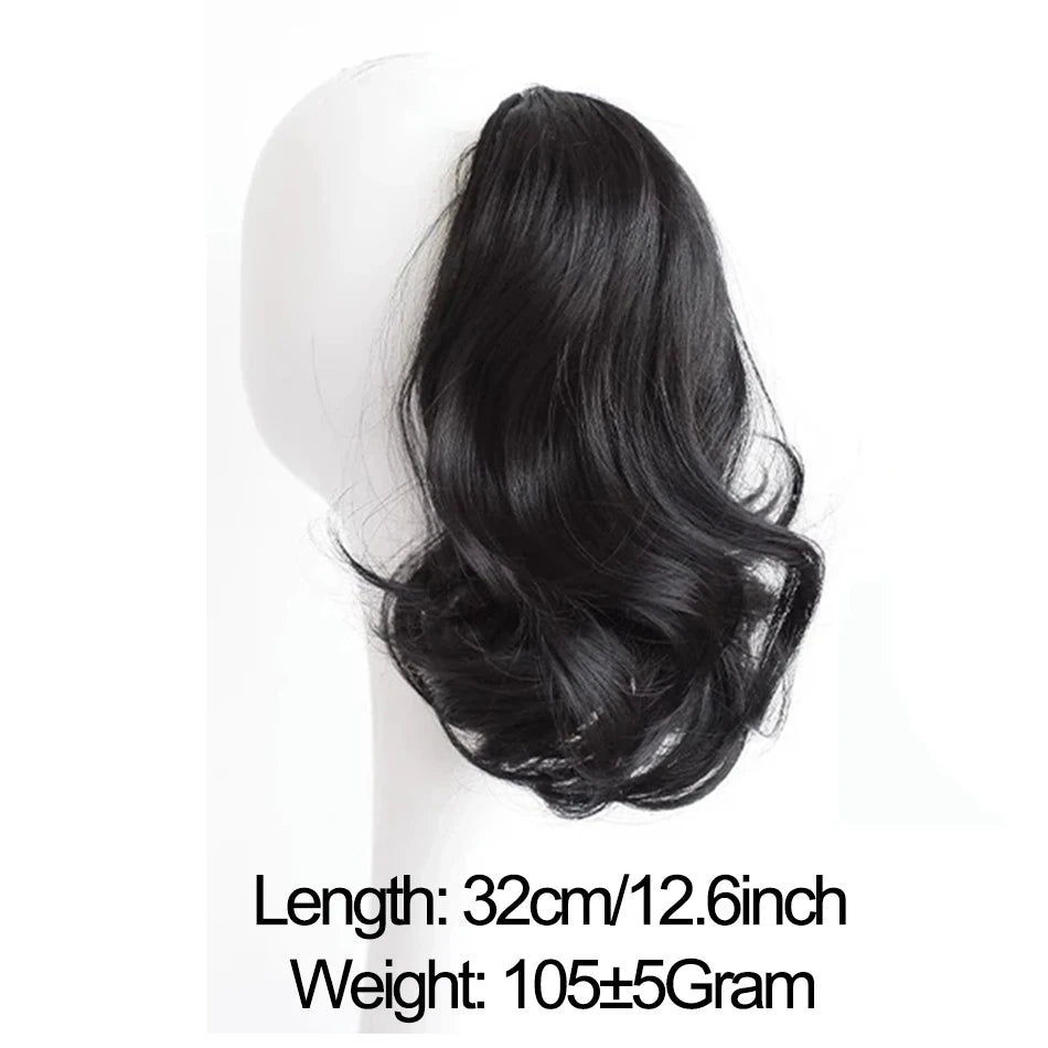 Short Curly Clip-In Ponytail 12-Inch (30 cm) Synthetic Hair Extension with Claw Clip