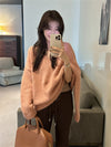 Women's V-Neck Lightweight Knit Sweater — Loose Fit One-Size Pullover