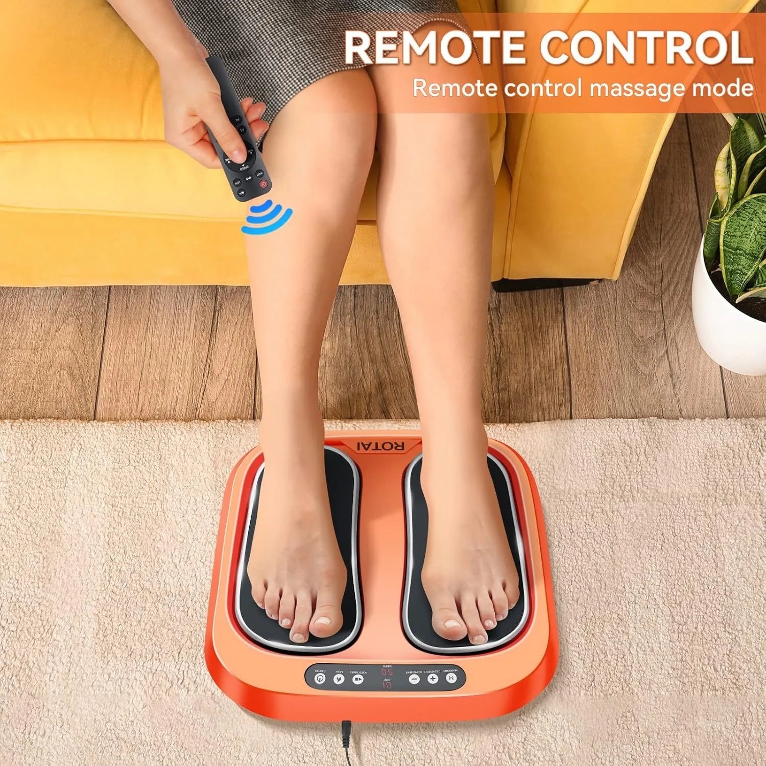 Foot Massager with Heat & Shiatsu - Deep Kneading Vibration, Remote Control, Relieves Plantar Fasciitis & Neuropathy