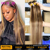 Highlighted Straight Remy Human Hair Weave Bundles Brown Blonde Highlights