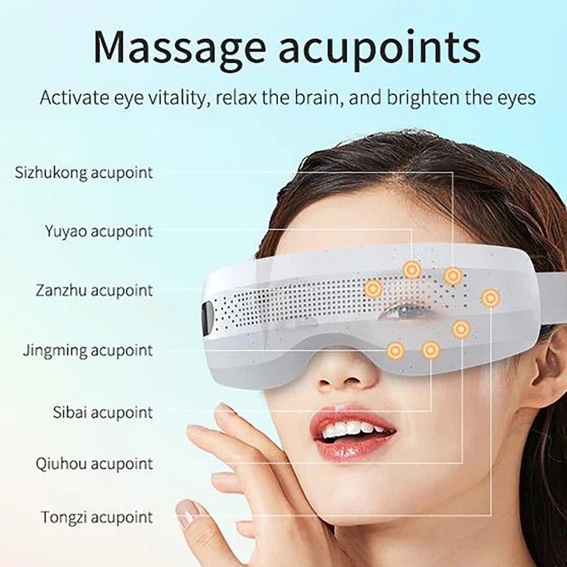 Bluetooth Hot Compress Eye Massager - Acupoint Eye Massage Mask with Vibration, Heat & Music for Fatigue Relief and Better Sleep