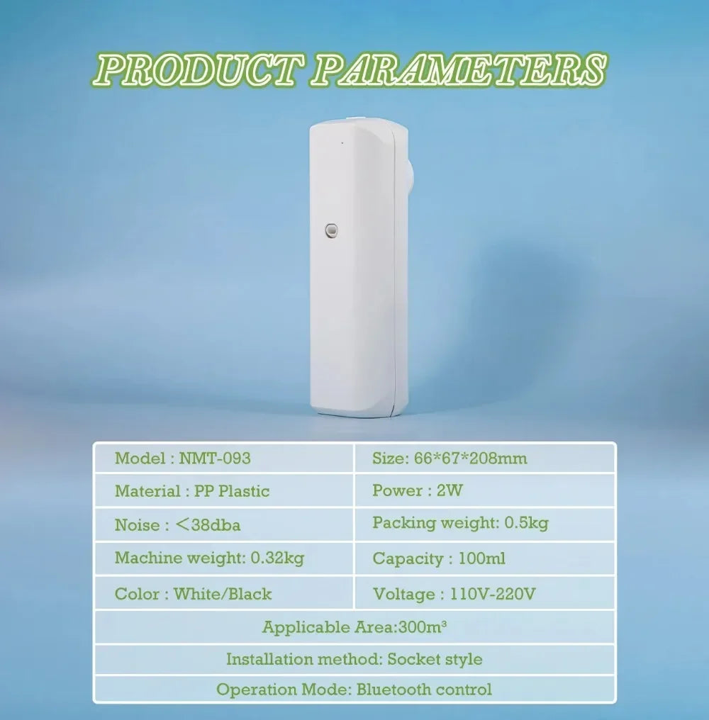 NAMSTE Plug-In Wall Fragrance Diffuser Waterless Smart Aroma Diffuser with Bluetooth 100ml Socket Mount for Home