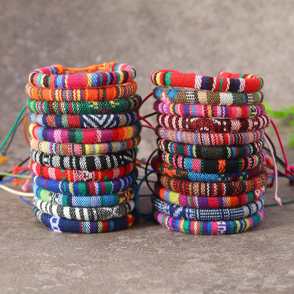 24-Pack Bohemian Woven Friendship Bracelet Set 2 Styles Colorful Surf Cloth Bracelets for Men and Women