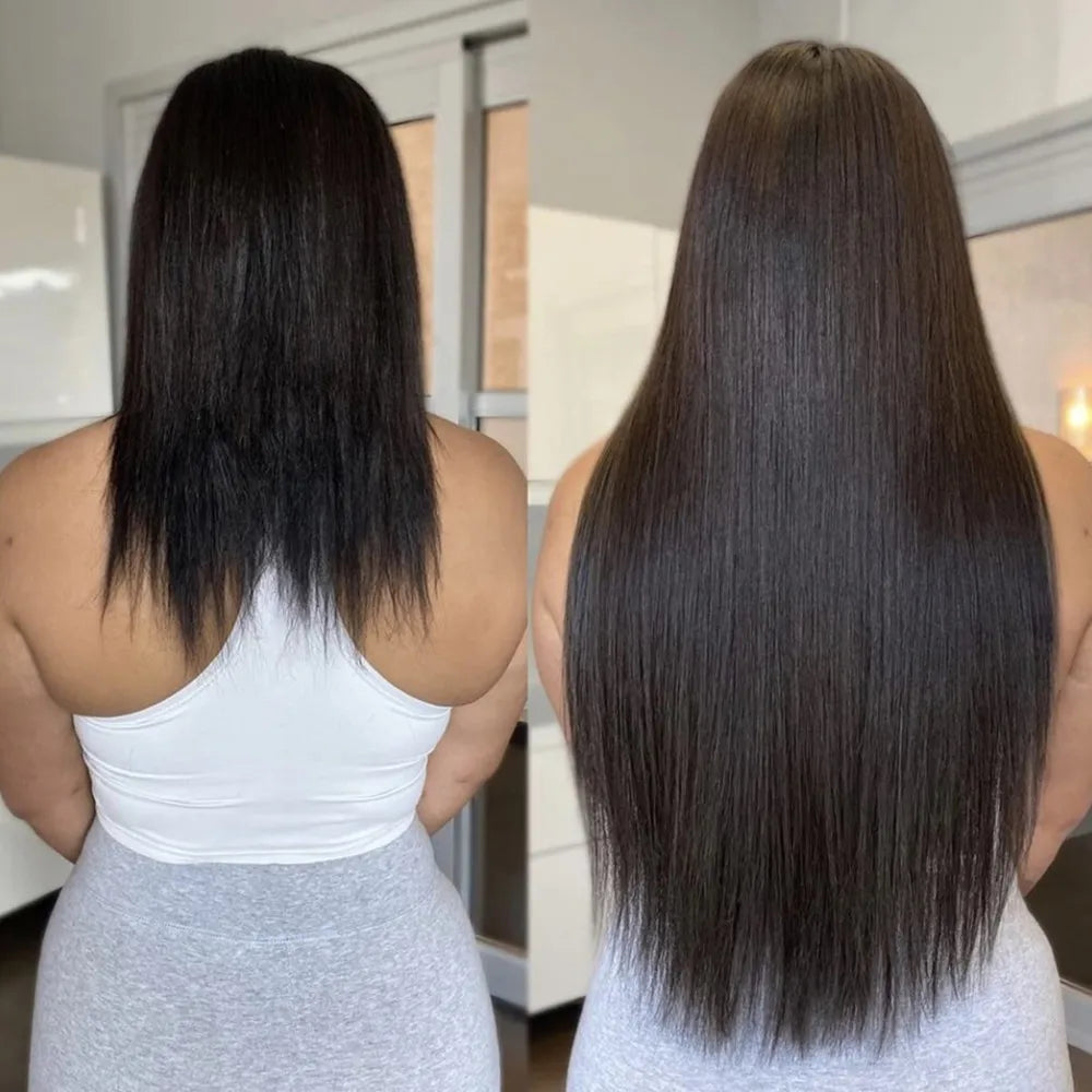 Seamless Clip-In Human Hair Extensions 8-Piece 120g Brazilian Remy Straight 16-26 in (41-66 cm)