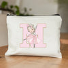 Ballet Girls A-Z Initial Canvas Makeup Pouch – Floral Cosmetic Organizer Clutch (22 x 14 cm / 8.7 x 5.5 in) – Travel & Bridesmaid Gift