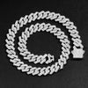14mm Iced Out Prong Cuban Link Chain Necklace 2-Row Rhinestone Pave Miami Hip Hop Unisex