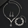 3-Piece Luxury Rhinestone Bridal Jewelry Set – Black Water Drop Crystal Necklace, Earrings & Bracelet