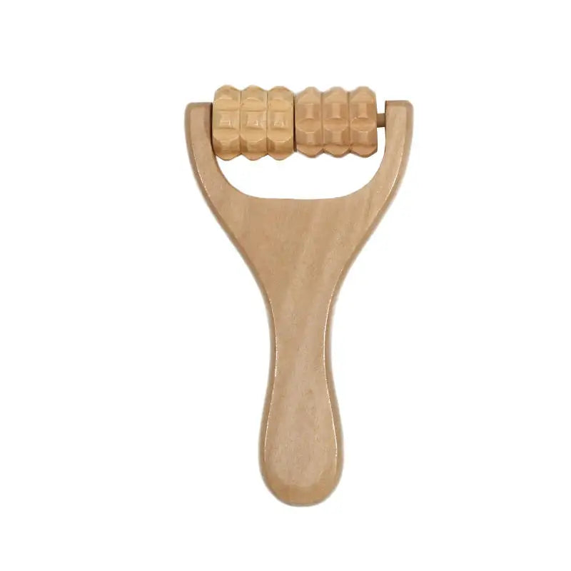 Wooden Handheld Massage Roller and Gua Sha Tool – Full-Body Trigger Point Massager for Women & Men