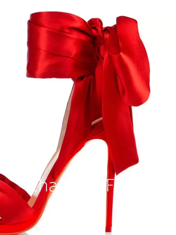 Women's Ankle Strap Stiletto Sandals 8 cm (3.15 in) High Heels Microfiber Wedding & Party Shoes