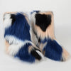 Women's Mid-Calf Faux Fox Fur Snow Boots, Plush Warm Slip-On Furry Winter Boots