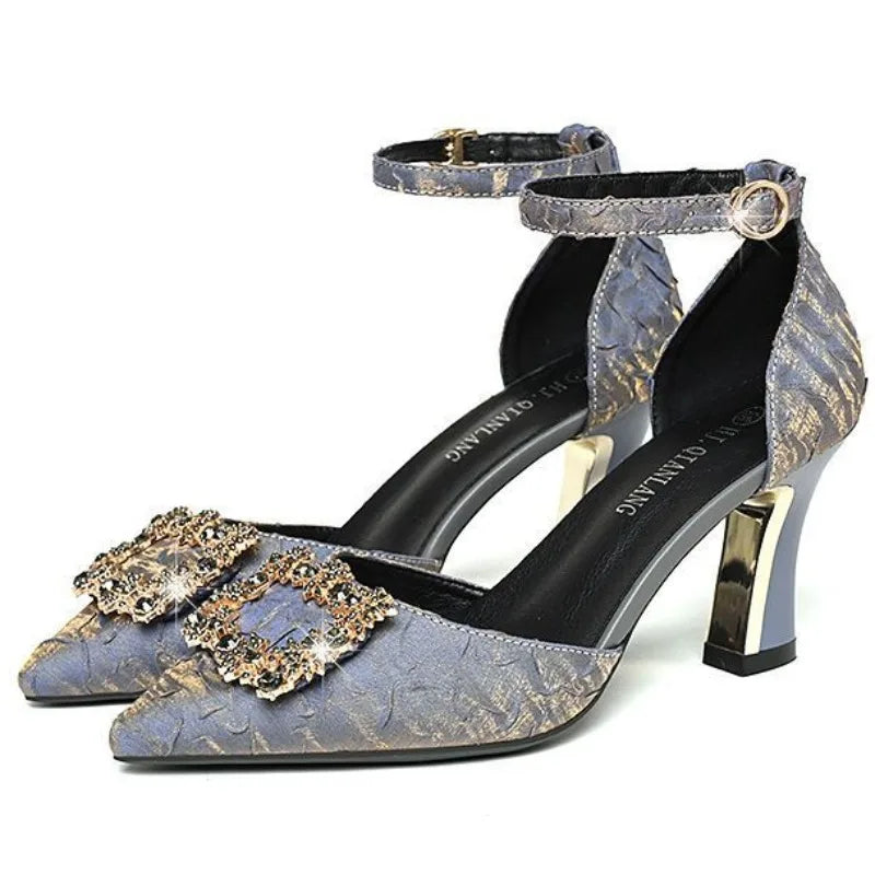 Women's Pointed Toe Pumps - Luxury High Heels with Square Heel, Casual Dress Shoes