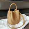Lavender Purple Round Bucket Tote Small Genuine Cowhide Leather Shoulder & Crossbody Bag for Women