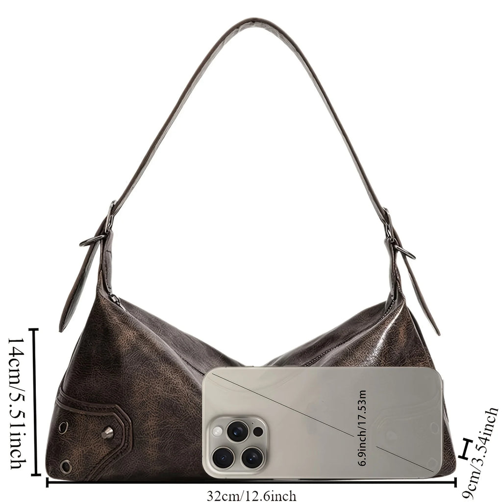 PU Leather Baguette Bag – Women's Zipper Shoulder & Crossbody Handbag for Everyday Use & Gifts