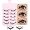 5 Pairs Manga Wispy Strip Lashes Soft Natural Long False Eyelashes for Anime Makeup