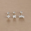 3-Pack 14K Gold-Plated Stainless Steel Crown Stud Earrings for Women with Crystal Zircon — Horse Eye Design