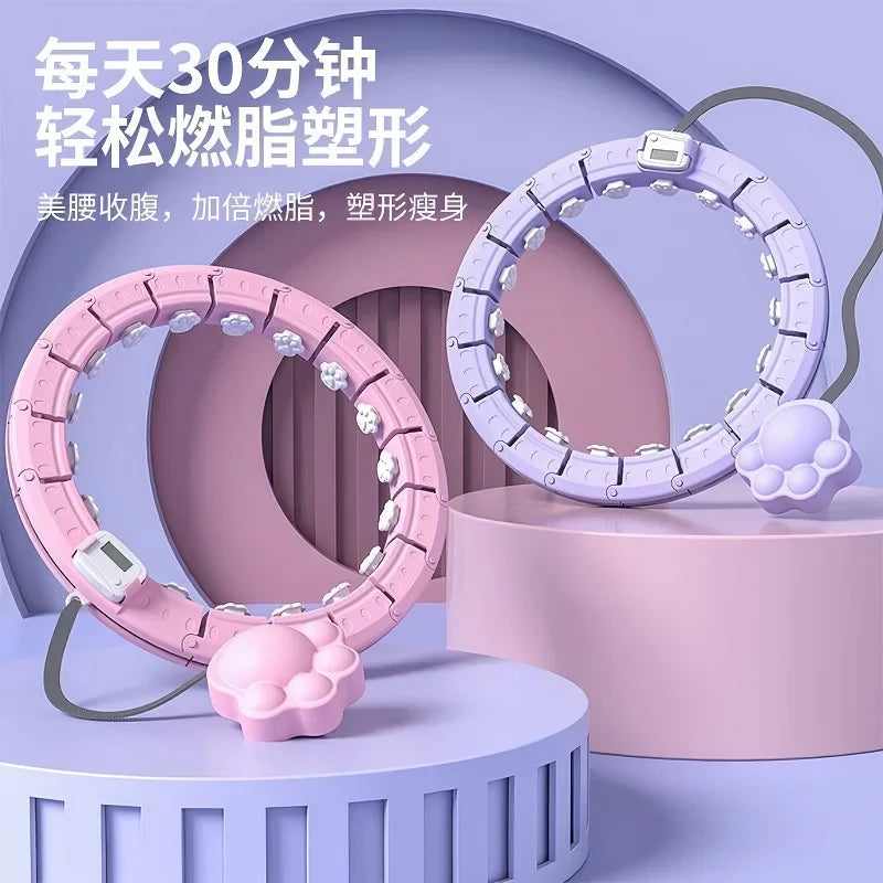 Smart Adjustable Weighted Hula Hoop for Women with Removable Design & Built-in Counter - Waist, Abdomen & Core Fitness